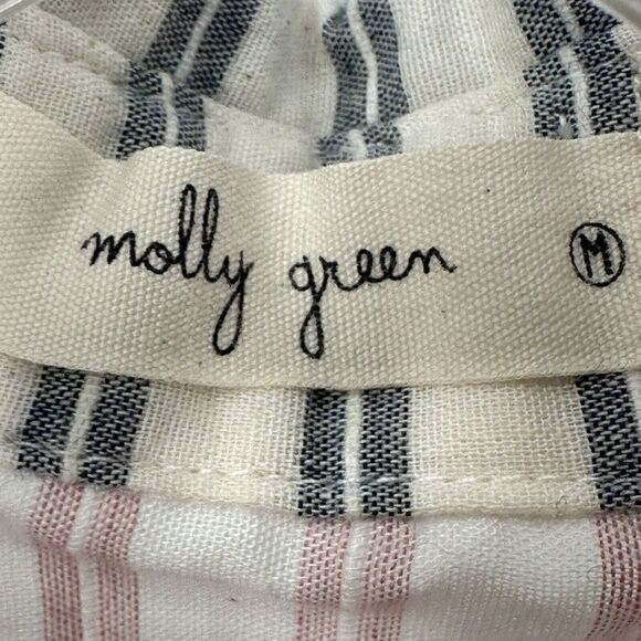 Molly Green Boyfriend Fit Button Up Relaxed Multi Color Striped Size M Preppy - Picture 7 of 8